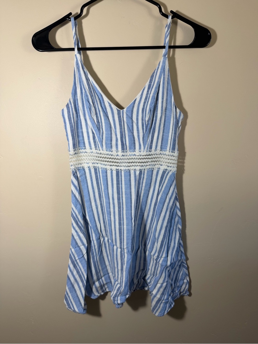 Speechless Blue and White Striped Sundress with Lace Waist